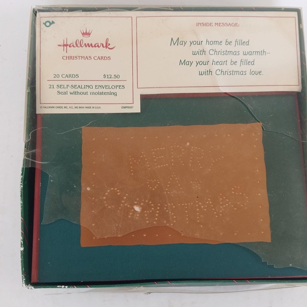 Vintage 20 Hallmark Merry Christmas Cards Green Gold Red Punched Made In USA NOS